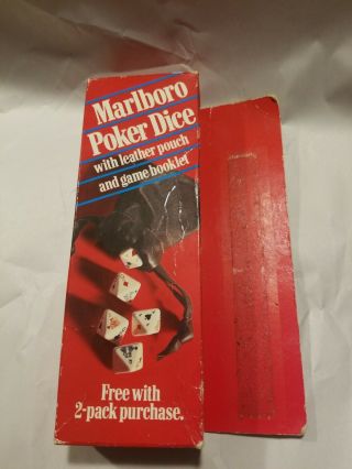 Marlboro Poker Dice Set In Leather Pouch W/ Game Booklet,  Vintage