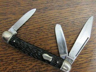 Vintage Imperial Stockman Pocket Knife 3 Blade Usa Providence Black Folding