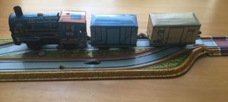 Vintage Tin Wind Up Toys Train And Track.