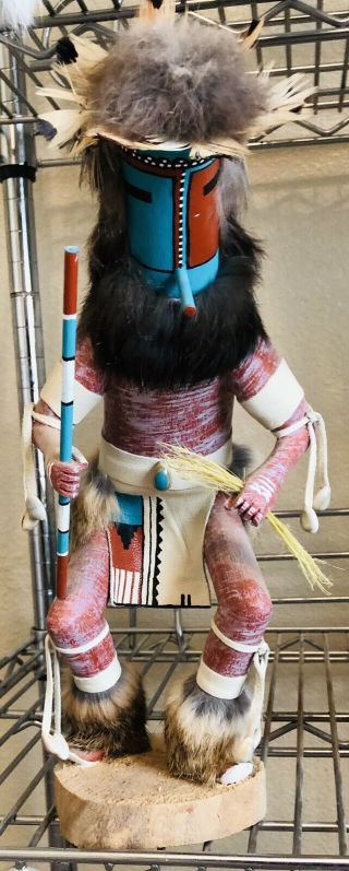 Vintage Hopi Kachina Doll,  The Stick Dancer By B.  Long,  Large 14” Tall