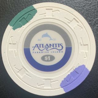 Atlantis Paradise Island Casino $1 Hotel Casino Gaming Poker Chip Bahamas