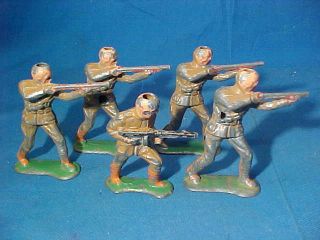 5 - 1930s Barclay Cast Metal Us Army Standing Riflemen W Orig Paint