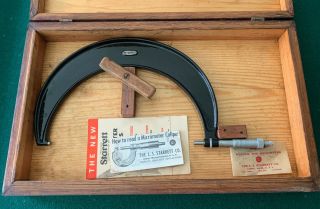 Vintage Starrett 8 - 9” Micrometer No.  436 With Wood Box