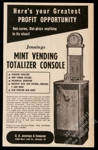 1941 Jennings Vending Totalizer Console Slot Machine Photo Trade Print Ad