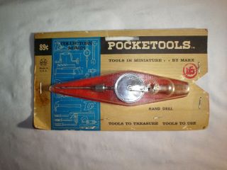 Marx Pocketools Hand Drill Pocket Tools Vintage Miniature Toy Tool In Package