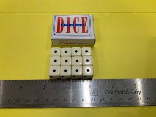 Box Of 12 Vintage Old Stock Crisloid Dice White
