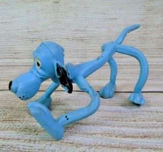 Vintage Brabo Bendable Rubber Blue Bendy Hound Dog Hong Kong 1970s Toy 2