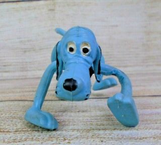Vintage Brabo Bendable Rubber Blue Bendy Hound Dog Hong Kong 1970s Toy 3