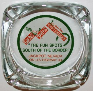 Vintage Glass Ashtray Cactus Petes Horseshu Casino Jackpot Nevada 3 Color Logo