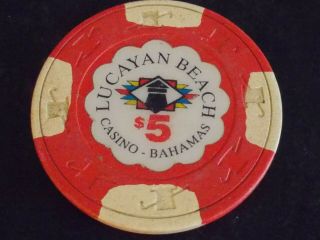 Lucayan Beach Hotel Casino $5 Hotel Casino Gaming Poker Chip Bahamas