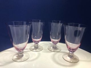 4 Vintage Tiffin Franciscan " Wistaria Pink " Footed Iced Tea Glasses Stem 17477
