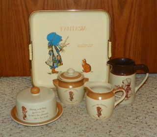 Vintage Holly Hobbie - Country Living / Hearth & Home Earthenware Set W/ Tray