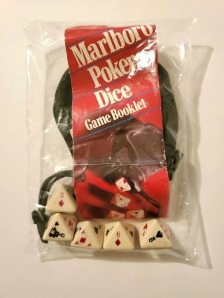 Marlboro Poker Dice Set In Leather Pouch W/ Game Booklet