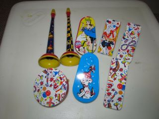 Vintage Noisemakers Tin Litho Party Favors Kirchhof & Others