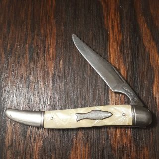 Imperial Knife Made In Usa Fishing Fish Bottle Opener Vintage Folding Pocket