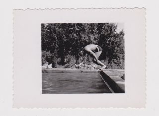 Man Jump Dive In Pool Photo In Motion Vintage Orig Photo (39385)