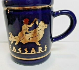 Caesars Palace Casino Las Vegas Coffee Mug Cobalt Blue W/gold