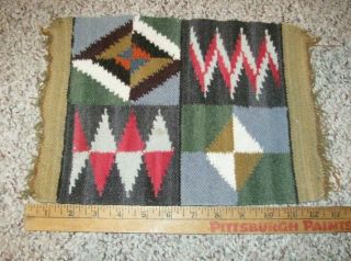 Old Paneled Or Multi Pattern Navajo Blanket - Wall Sample,  13 " X 9 ",  Pretty