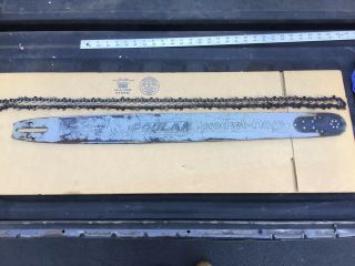 30” Poulan Chainsaw Bar With Chain,  3/8” Pitch Bar And Chain,  Vintage