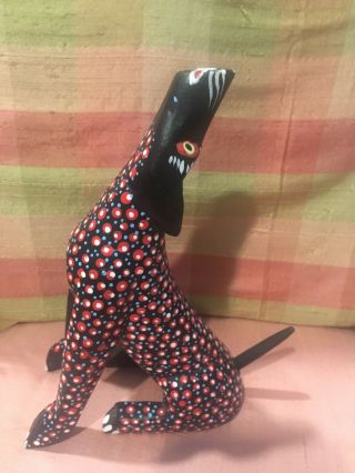 Signed Oaxacan Wood Carved Coyote From San Martin Tilcajete 1990 