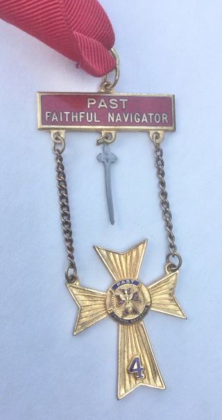 Vintage 4th Degree Knights Of Columbus Past Faithful Navigator Medal