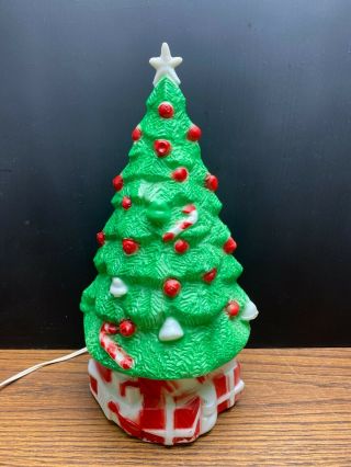 Vintage 1981 Carolina Enterprises Blow Mold Christmas Tree With Gifts 13 " Tall