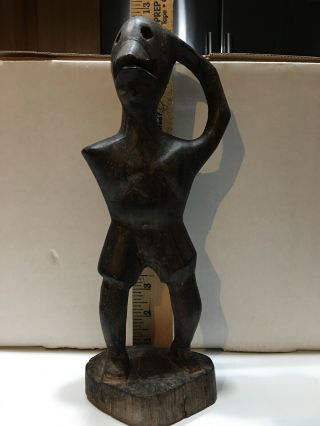 Vintage Figure African Hand Carved Wood Tribal Figurine Statue From Zambia
