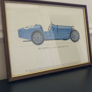 Vintage Racing Car Bugatti Type 51 Illustration Print Framed Gilt Edge