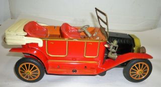 Vintage Battery Operated Ford Oldtimer Convertible Tin Toy Car