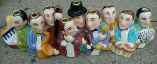 One Piece Chinese Ceramic Glazed Figurines Musicians Candle Tops