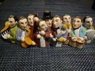One Piece Chinese Ceramic Glazed Figurines Musicians Candle Tops 2