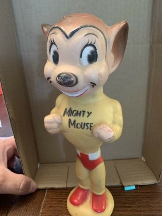 1950s Mighty Mouse Vinyl Figure Squeeze Toy Doll