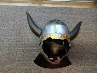 Viking Helmet With Horns,  Steel,  Medieval,  Reenactment,  LARP 2