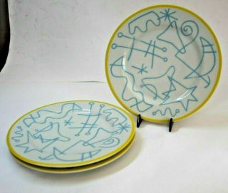 3 Dessert Plates Vintage 1980s Designed By Joan Miro For Habitat Of Japan 7.  5 "