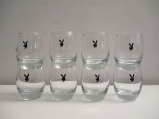 (8) Vintage Playboy Club Bunny Logo 6 Oz Whiskey Low Ball Roly Poly Glasses