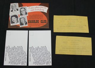 VINTAGE 1958 HAROLDS CLUB CASINO RENO,  NEVADA GAMING GUIDE & POST CARDS 2