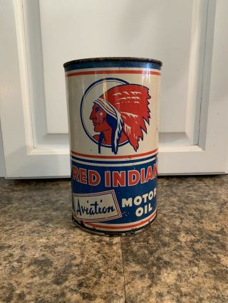 Vintage Red Indian Aviation Motor Oil Tin Gas Collectibles Canadian