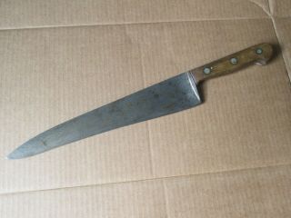 Vintage Carbon Steel Chef Knife 10.  5 "