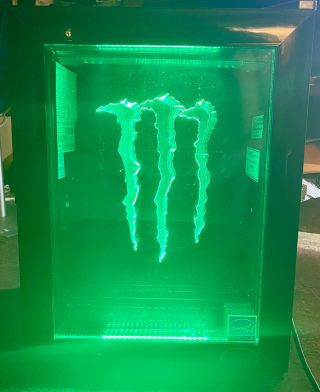 Monster Energy Drink Mini Fridge With Green Led Lights
