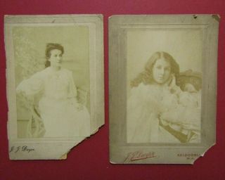Victorian Cdv / Cabinet Photos X 2 Young Ladies Early 1900s