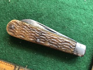 Voos Knife Made In Usa 2 Blade Jack Bovine Bone Swell End Vintage Folding Pocket
