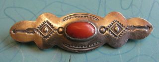 Vintage Sterling Silver Native American Navajo Pin With Coral