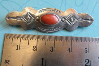 Vintage Sterling Silver Native American Navajo Pin with Coral 2