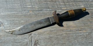 Very Old Handmade Bowie Knife Civil War ? Bone & Wood Handle Unknown Spanish ?