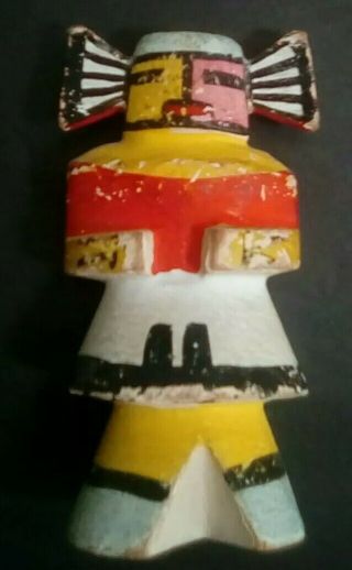 Vintage Native American Old Wooden Kachina Souvenir Doll (note Bottom Stamping)
