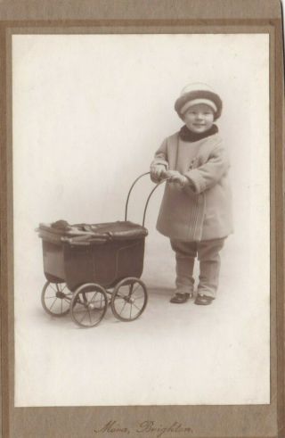 Old Photo Toy Pram Children Girl Brighton Sussex At2