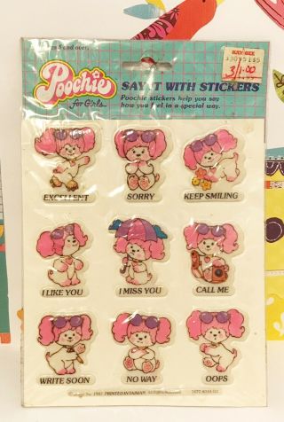 Vintage 1983 Poochie For Girls Puffy Stickers Say It With Stickers Mattel