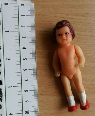 Germany Vintage Rubber Mini Toy Doll Girl Retro Spielzeug Puppe MÄdchen