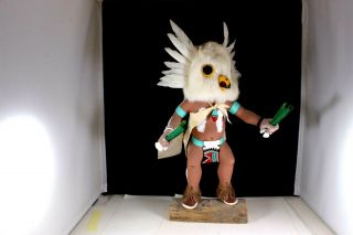 Hopi Kachina Doll Named " Mongwa " (great Horned Owl) W/original Info Tag 13 " Tall