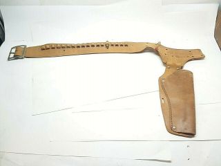 Vintage Mattel Shootin Shell Fanner Leather Cowhide Toy Holster And Partial Belt